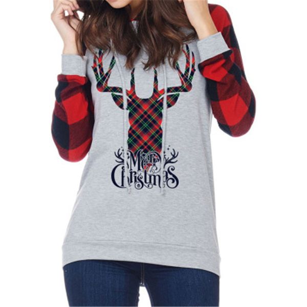 

womens elk pattern hoodies fashion long sleeve letter hooded sweatshirts clothing designer female casual loose pullover, Black