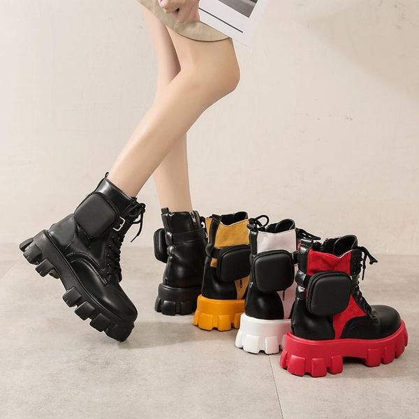 

boots 2021 winter women combat platform gothic shoes soft leather punk fashion white black red warm fur ankle