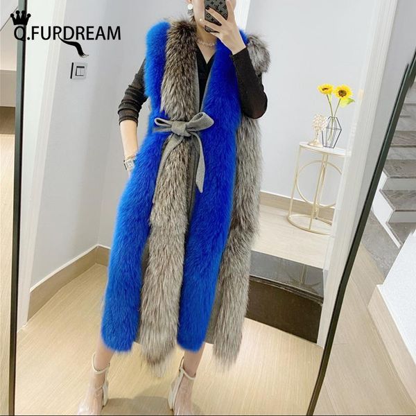 

women's fur & faux q.furdream fashion real vest waistcoat sleeveless jacket luxury winter warm outwear, Black