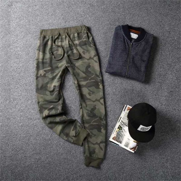

men's ladies' couple camouflage military cotton pants camp training army green knitted long fit elastic ankle-length trousers 2111, Black