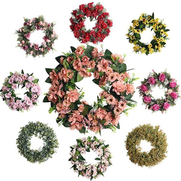 

decorative flowers & wreaths 2021 simulation rose artificial silk peony round heart garland for wedding party decoration 17.72inch