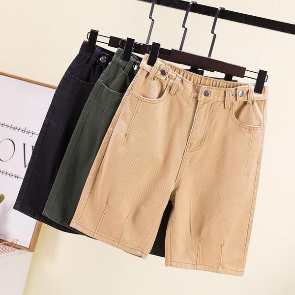 

women's jeans women shorts loose straight pants wide leg versatile high waist slim denim short summer thin, Blue