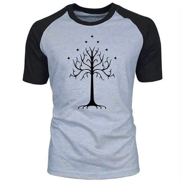

summer the hobbit gondor white tree men short sleeve tshirt lord of the ring fashion casual o- neck cotton t shirt plus size 210322, White;black