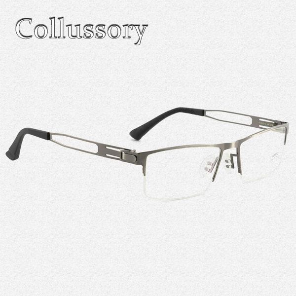 

metal eyeglasses frames men optical eyewear prescription reading computer goggles brand designer special semi rim no screw fashion sunglasse, Black