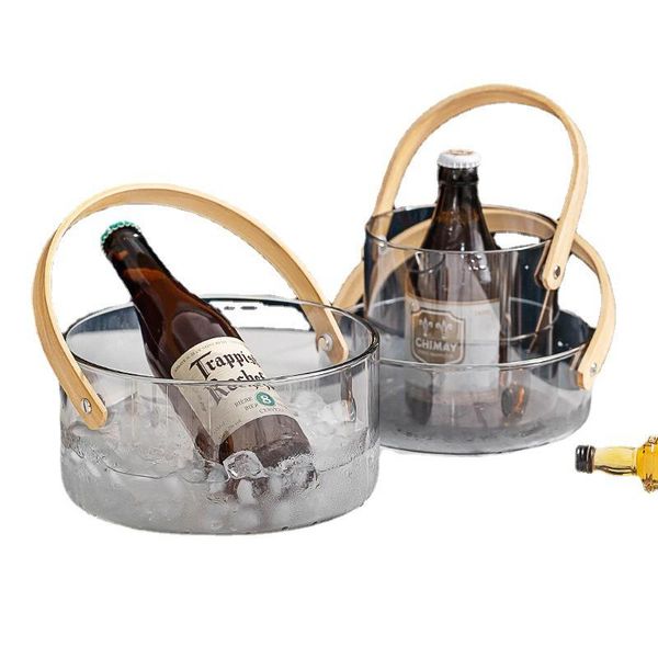

storage bottles & jars portable glass basket, fruit , preserved tray, household ice wine barrel, living room basin