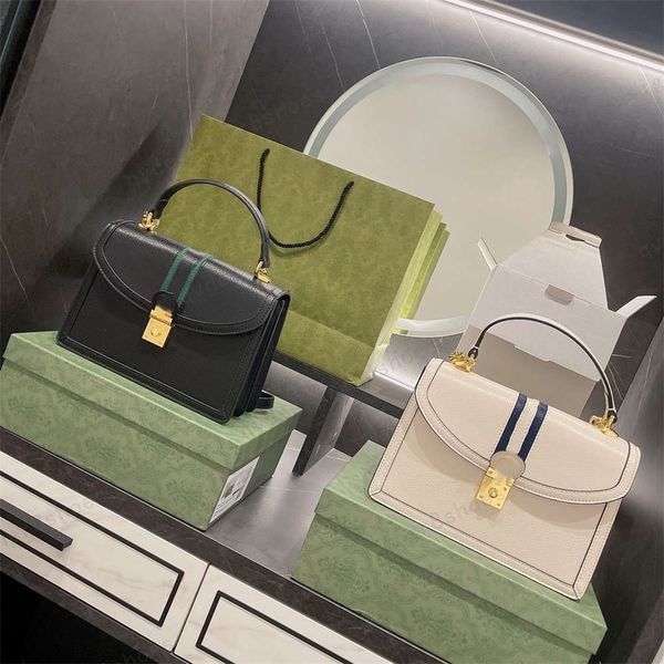 

with gift box designer women's single-shoulder messenger bag ophidia boston red and green stripes printing size 25*17 cm