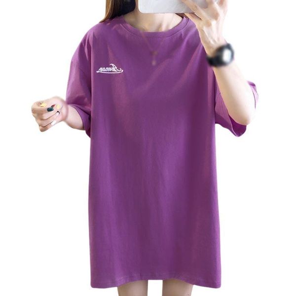

women's t-shirt fashion summer loose half-sleeved shirt round neck solid color female students simple short-sleeved tee, White