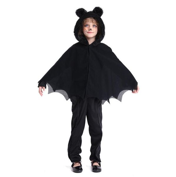 

ch wholesale martial arts shirts halloween costume children's cloak boy girl's cloaks cosplay ball performance costumes bat, Black;red