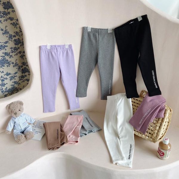

trousers girls leggings 2021 spring autumn kids solid baby girl casual thin pants toddler letter, Blue