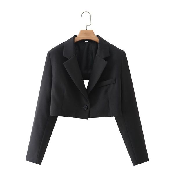 

women's suits & blazers europe and the united states early autumn paragraphs short suit jacket back hollow out long sleeve small, White;black