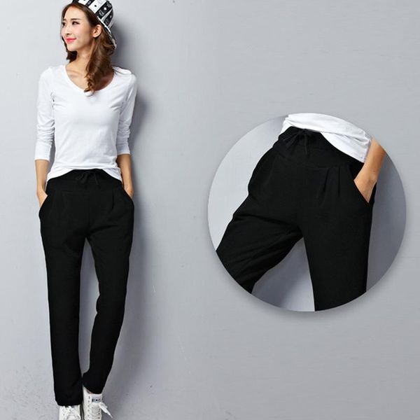 

women's pants & capris winter harem thick fleece large size loose ladies solid color casual trousers pockets womens warm plus, Black;white