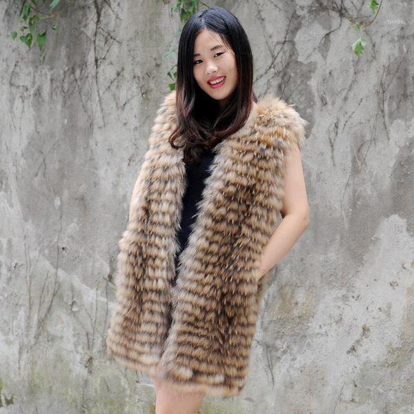 

women's vests cx-g-b-100a 2021 natural raccoon fur vest warm winter for women fashion female1, Black;white