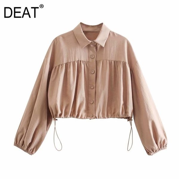 

[deat] spring autumn fashion single-breasted solid color long sleeve turn-down collar women's shirt 13c300 210527, White
