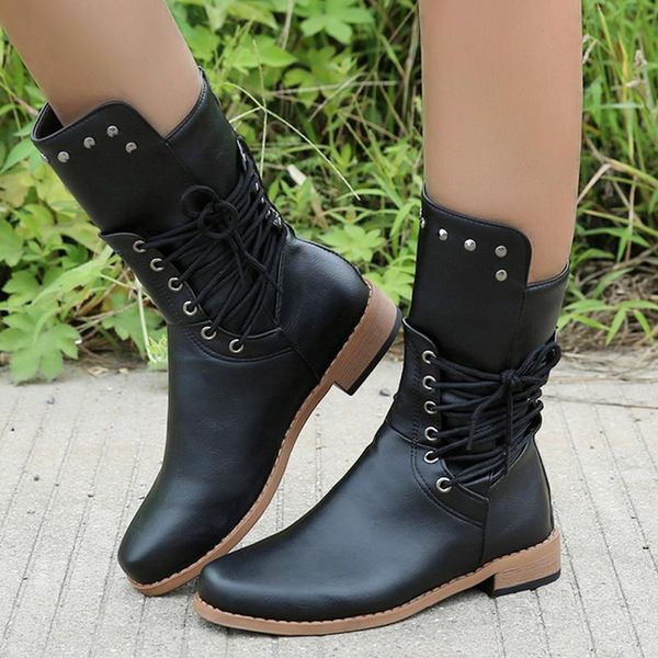 

boots fashion leisure medium tube increase platform pu high heels for women 2021 autumn winter female plus size 43, Black