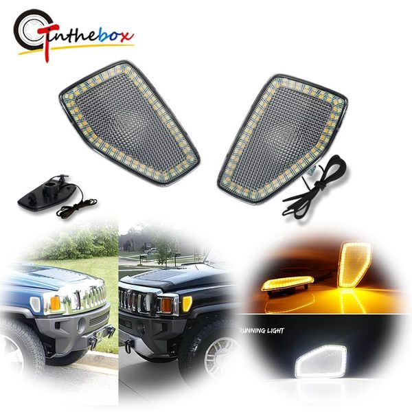 

emergency lights gtinthebox smoked/clear lens white/amber switchback led car front side marker for hummer h3 h3t turn signal/driving light