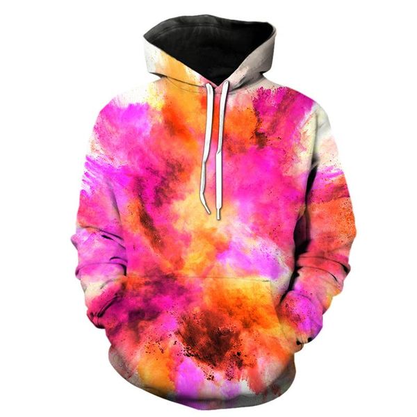 

men's hoodies & sweatshirts spring and fall cool powder splash tie dye pattern men women children 3d printed hooded long sleeve boy gir, Black