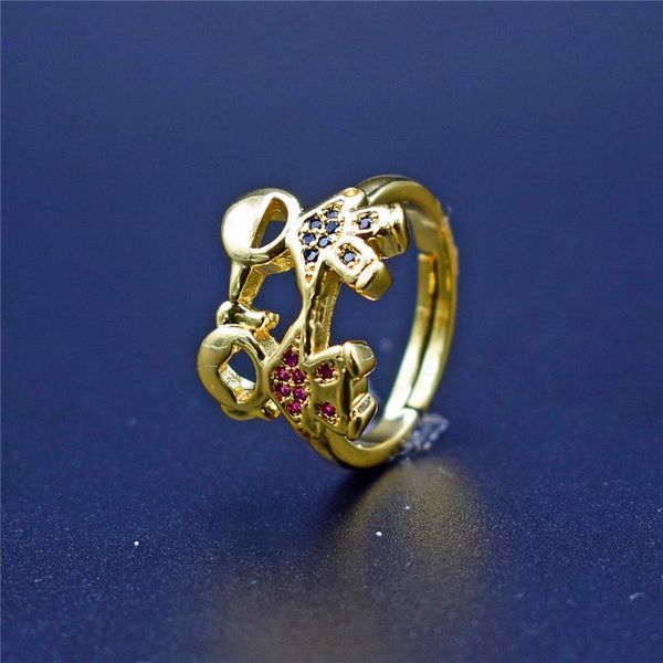 

wedding rings fashion humanoid shaped finger & women cubic zircon rainbow chic adjustable ring bridal engagement jewelry cz, Slivery;golden