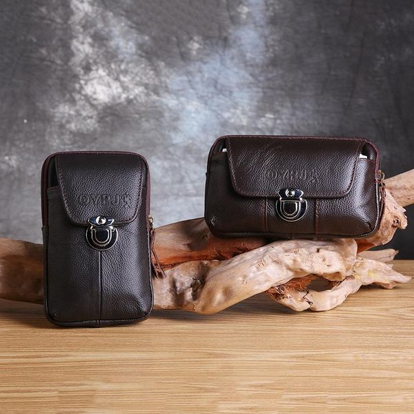 

waist bags multifunctional business men wear wallet bag mobile phone vertical horizontal section leather thin waterproof belt box