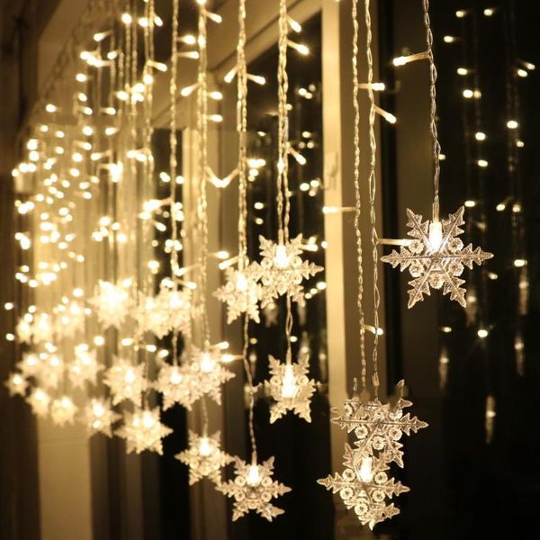 

strings led string lights snowflakes flashing waterproof curtain outdoor decoration holiday party connectable wave fairy light
