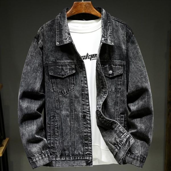 

men's jackets men spring autumn vintage washed ash denim jacket slim fashion cotton comfortable casual male jeans coat black s-3xl, Black;brown