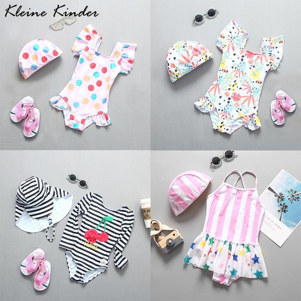 

baby swimwear one piece polka dot striped swimsuit for girls children's bathing suit toddler infant kids beach swimming clothes one-pie, Black