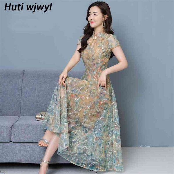 

chinese style elegant midi dress 3xl plus size vintage maxi spring summer solid lace women bodycon party vestido 210528, Black;gray