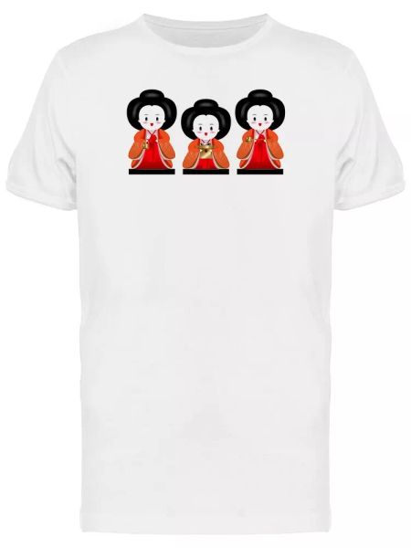 

three japanese dolls men's tee -image by shutterstock, White;black