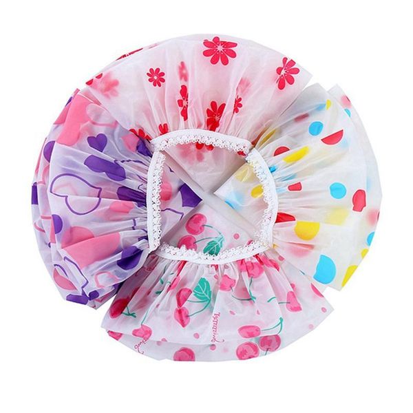 

shower reusable cap waterproof bath elastic women hat caps plastic head cover