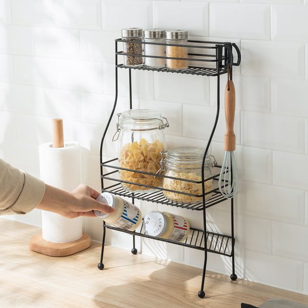 

Household Simple Iron Storage Rack Kitchen Bathroom Desktop Multi-Purpose Layered