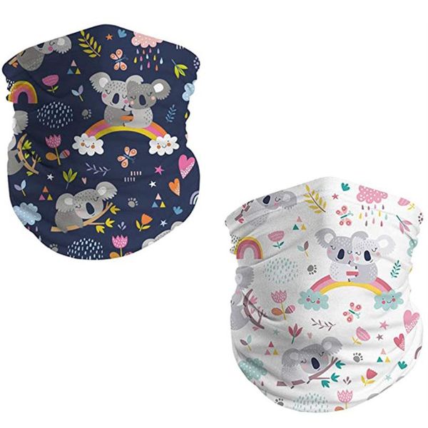 

scarves 2pc animal print scarf children's face protectio neck windproof sunscreen outdoor bandana scarfs, Blue;gray