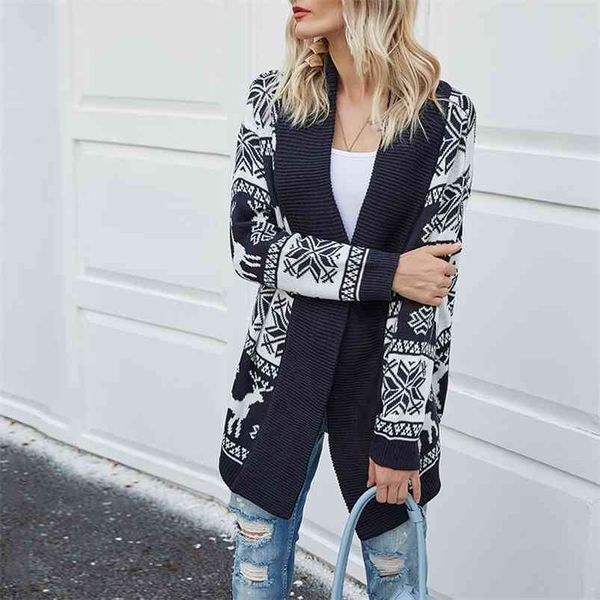 Vintage Cardigans Cardigans Camisola Mulheres Outfit Feminino Casual Oversized Soft Outono Inverno Christmas Jumper 210427