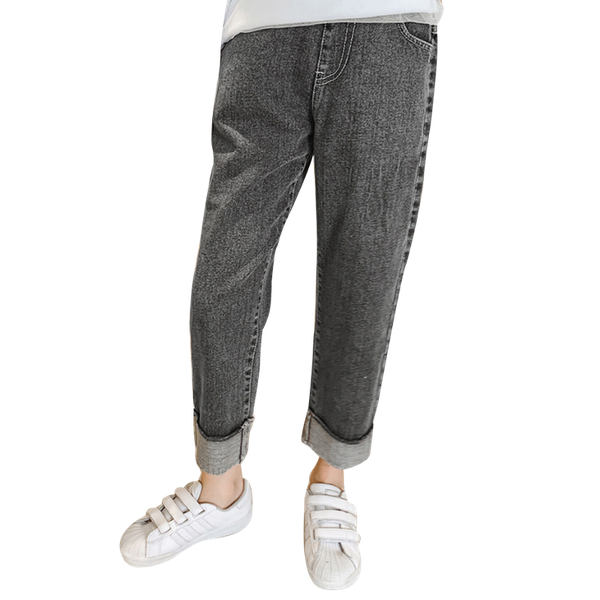 

jeans for girl solid girls cuffs pants casual style children's spring autumn clothing, Blue