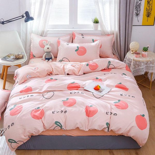 

bedding sets summer and autumn girl bedroom cute bed sheets polyester set with fitted sheet 3/4 pcs  king size duvet cover