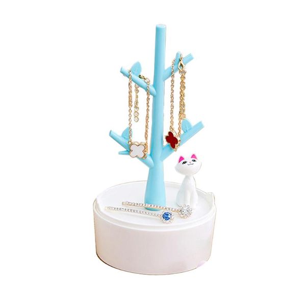 

hooks & rails fashion style cartoon cat earrings necklace ring pendant bracelet jewelry display stand tray tree storage racks organizer hold