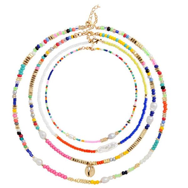 

chokers pearl necklace for women, 4 layered choker sets stainless steel shell, freshwater pearl, titanium beads, Golden;silver