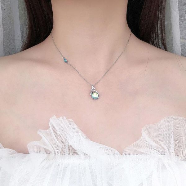 

sterling silver high-end moonstone necklace for women dragonfly shape pendant neck chain jewelry gift mother girl fe chains