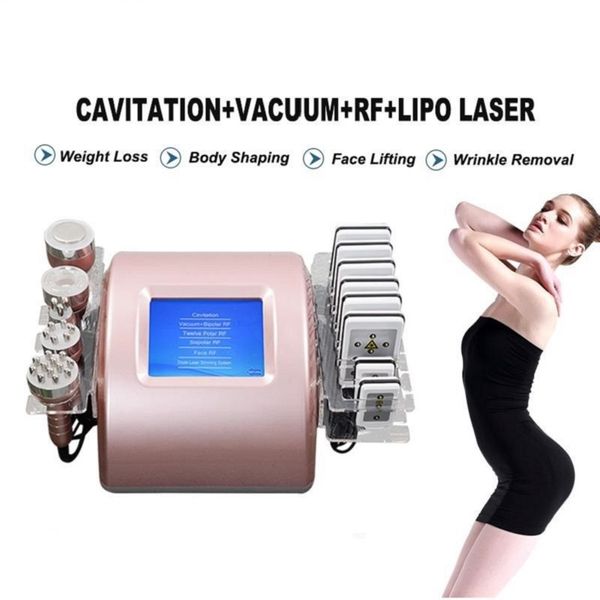 6 in 1 professionellem Schönheitssalon Ultraschall Kavitation Schlankung RF Vakuum Lipo Laser Schlanke Geräte Brennen Gewicht Fettverlustmaschinen CE zugelassen