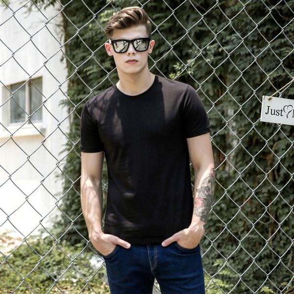 

2021 brand clothing mens t shirt o collar men fashion cotton tshirts casual for male t-shirt kg-197, White;black