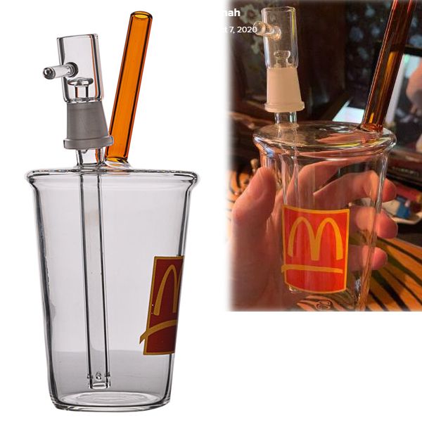 McDonald Glass Water Bongs Очки Bubbler Cokahs Heady Масляные Установки Downstem Perc Аксессуар для ногтей Дымовые водопроводки с 14 мм Соединение