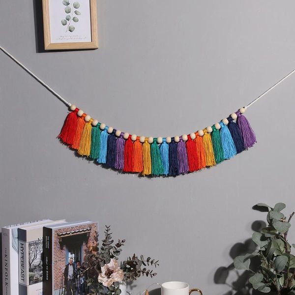 

decorative objects & figurines simple rainbow cotton rope wall hanging decoration with tassels home bedroom decor for girls