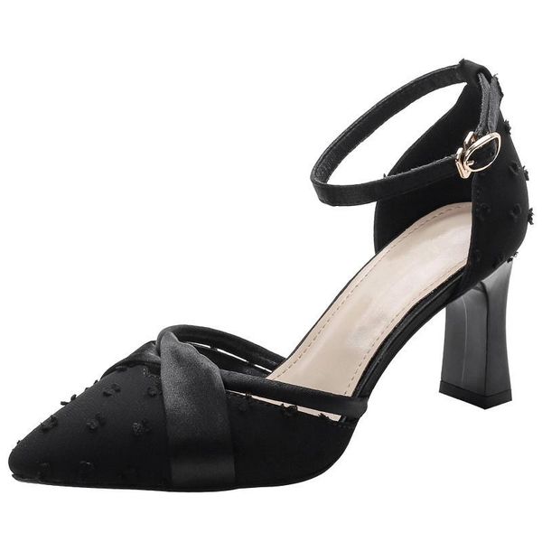 

dress shoes 2021high heels sandals pointed toe women party bride classy korean fashion, Black