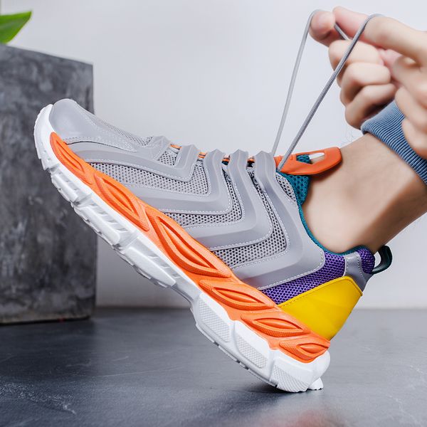 

fashion men casual shoes light breathable mesh shoes men sneakers lace up shoes personality popular thick bottom leisure