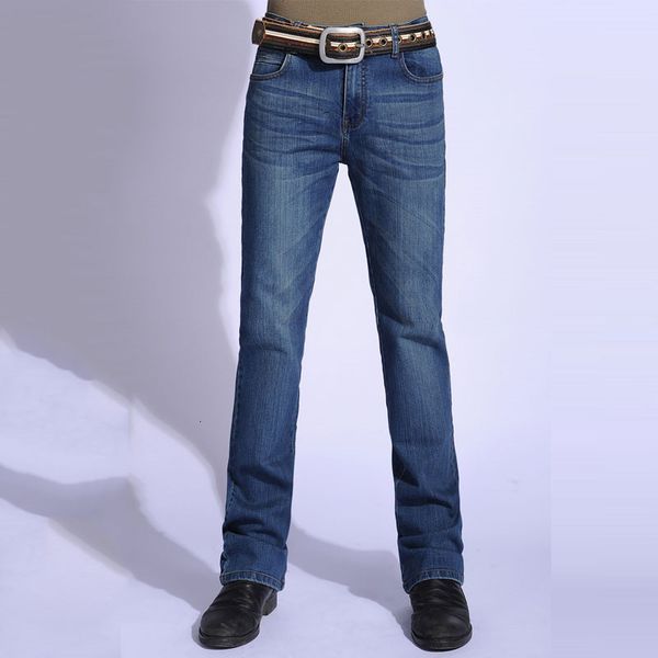 

pantalones nuevos mezclilla para hombre, acampanados coreanos de tiro bajo elsticos, vaqueros, Blue