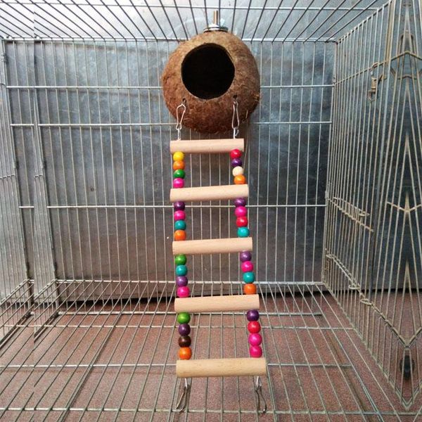 

natural coconut shell bird nesting house cage with hanging lanyard for small pet parakeets finches sparrows cages
