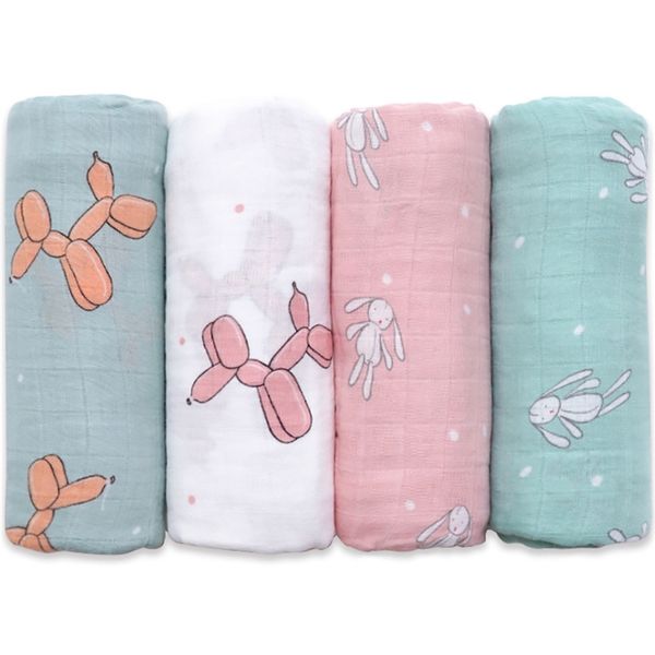 Muslinlife Baby Swaddle Wrap morbida coperta di cotone di bambù per uso passeggino simpatico coniglietto unicorno balena 120 * 120 cm 211105