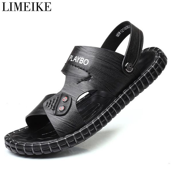 

sandals limeike summer men's fashion trend casual men, Black
