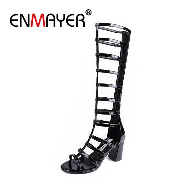 

fashion spring summer europe high heel shoes roman open toe black square sandals zyl 006