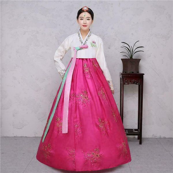 

ethnic clothing hanbok dress korean traditional dresses national costumes women kimono size s-xl, Red