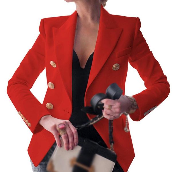 

women's suits & blazers women urban casual suit leader long sleeves button solid color double-breasted cardigan ladies slim small jacke, White;black