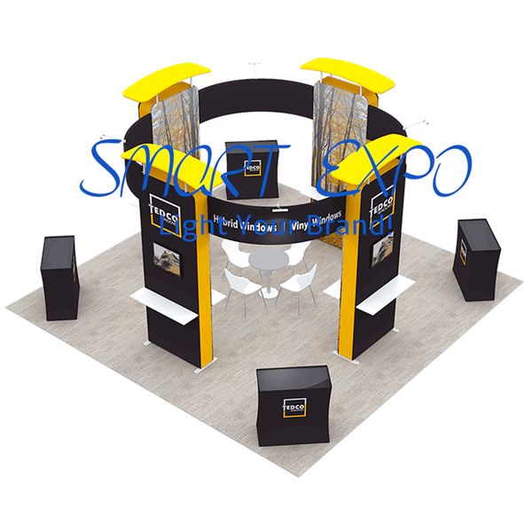 

20x20 innovative trade show booths advertising display stand with frame kits custom full color printed graphics carry bag